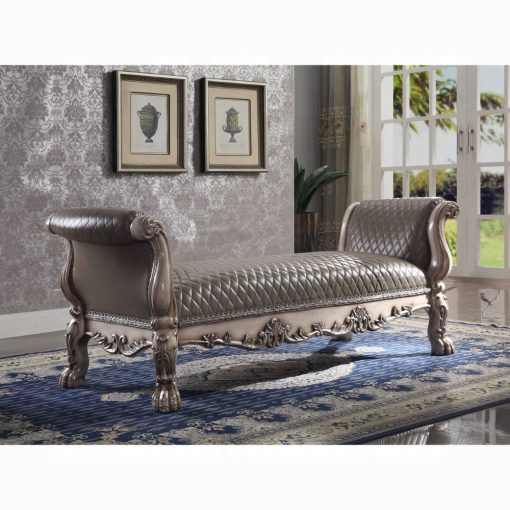 Acme Dresden Synthetic Leather & Vintage Bone White Bench - Image 5