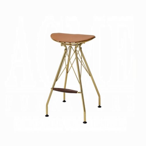 Acme Dragea Whiskey Synthetic Leather & Gold Bar Stool - Set of 2 - Image 2