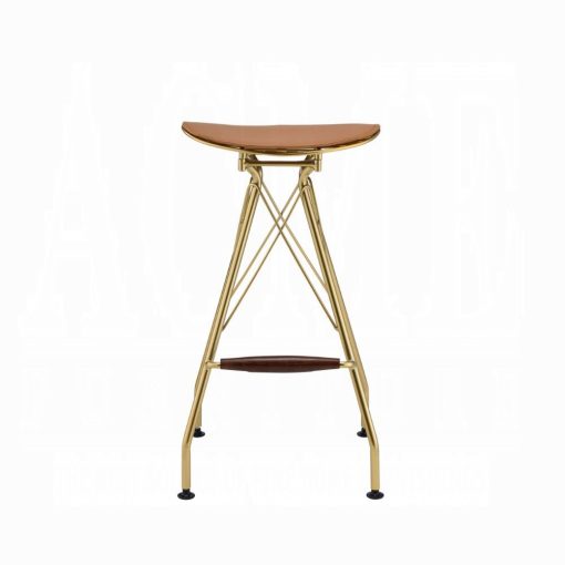 Acme Dragea Whiskey Synthetic Leather & Gold Bar Stool - Set of 2 - Image 3