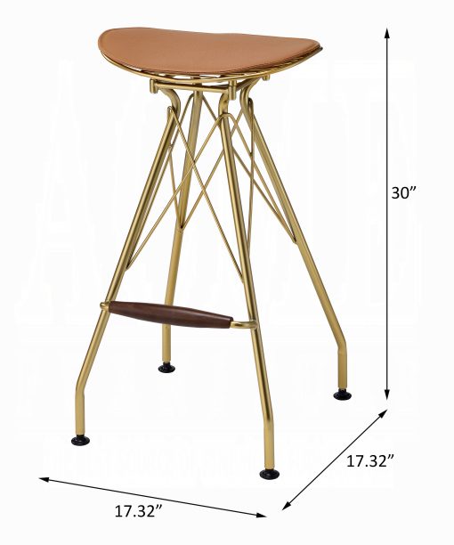 Acme Dragea Whiskey Synthetic Leather & Gold Bar Stool - Set of 2 - Image 4
