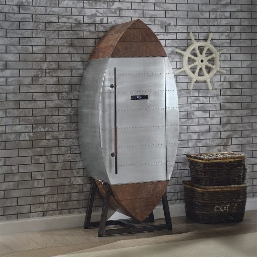 Acme Brancaster Retro Brown Top Grain Leather & Aluminum Wine Cooler