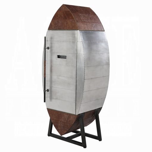 Acme Brancaster Retro Brown Top Grain Leather & Aluminum Wine Cooler - Image 2