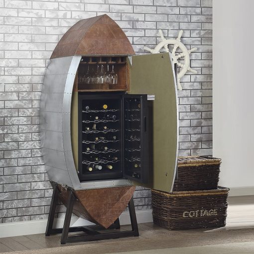 Acme Brancaster Retro Brown Top Grain Leather & Aluminum Wine Cooler - Image 7