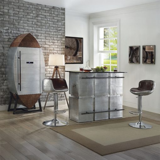 Acme Brancaster Retro Brown Top Grain Leather & Aluminum Wine Cooler - Image 13