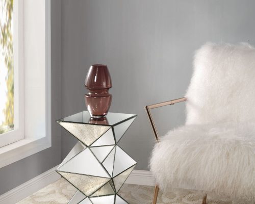 Acme Dominic Mirrored Diamond Shape Pedestal Stand