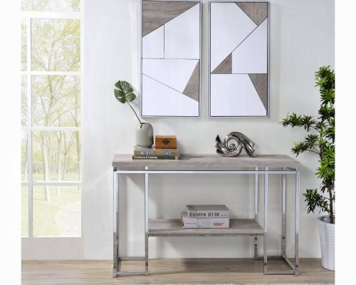Acme Chafik Mirrored, Natural Oak & Chrome Accent Mirror - Set of 2