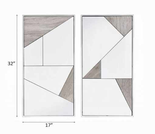 Acme Chafik Mirrored, Natural Oak & Chrome Accent Mirror - Set of 2 - Image 4