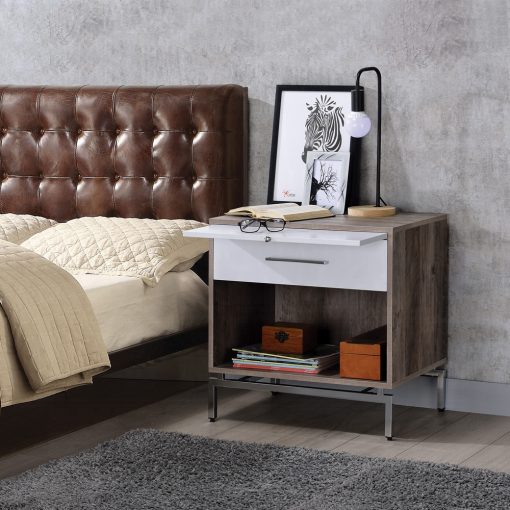 Acme Cistus Weathered Gray Oak & White Accent Table