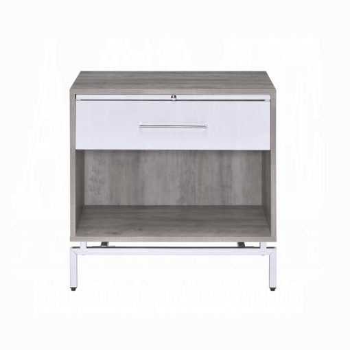 Acme Cistus Weathered Gray Oak & White Accent Table - Image 3