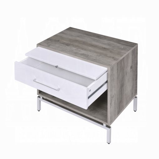 Acme Cistus Weathered Gray Oak & White Accent Table - Image 5