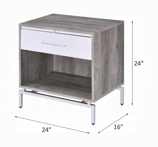 Acme Cistus Weathered Gray Oak & White Accent Table - Image 6