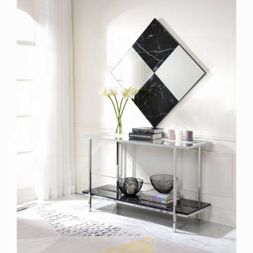 Acme Angwin Mirrored & Faux Marble Top Accent Mirror