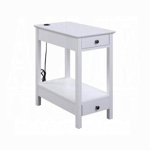 Acme Byzad White Accent Table with USB - Image 2