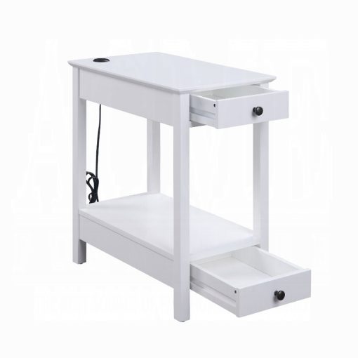Acme Byzad White Accent Table with USB - Image 4