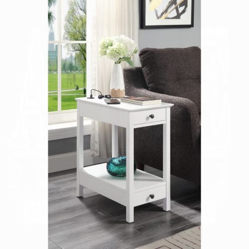 Acme Byzad White Accent Table with USB