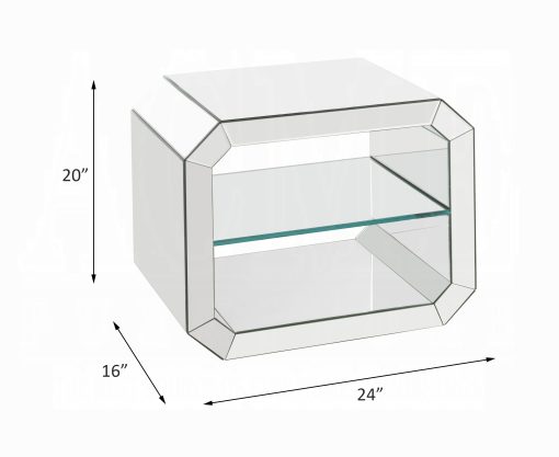 Acme Dominic Mirrored Tempered Glass Accent Table - Image 2