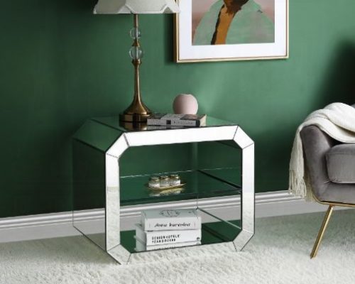 Acme Dominic Mirrored Tempered Glass Accent Table