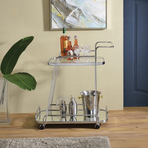 Acme Aegis Clear Glass & Chrome Serving Cart
