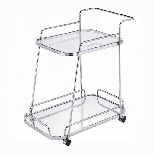 Acme Aegis Clear Glass & Chrome Serving Cart - Image 2