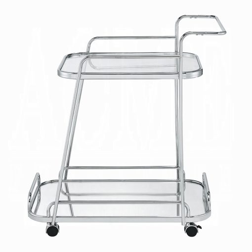 Acme Aegis Clear Glass & Chrome Serving Cart - Image 3