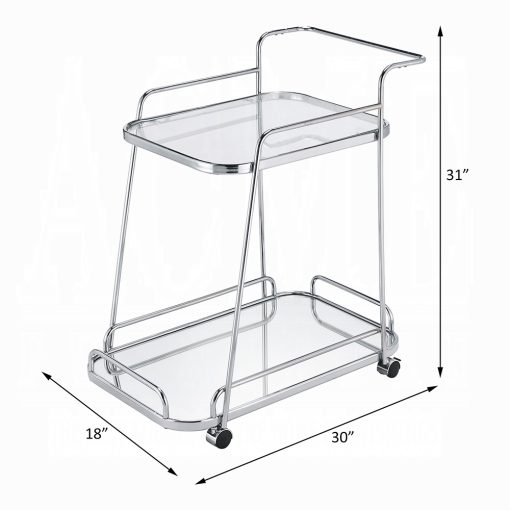 Acme Aegis Clear Glass & Chrome Serving Cart - Image 4