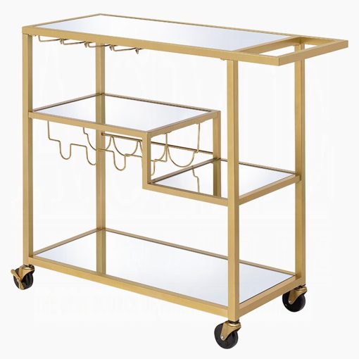 Acme Adamsen Mirrored & Champagne Serving Cart - Image 2