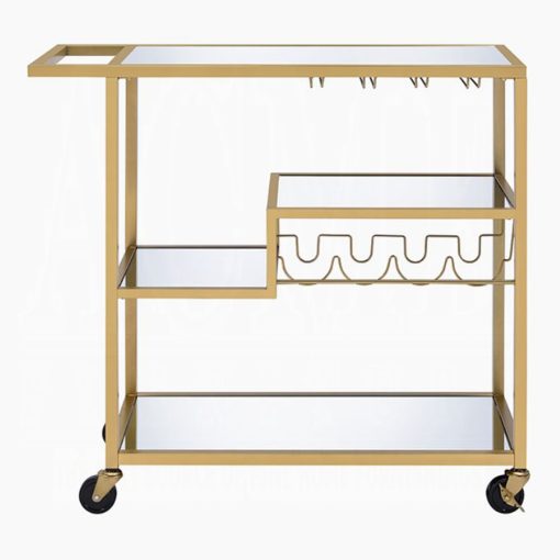 Acme Adamsen Mirrored & Champagne Serving Cart - Image 3