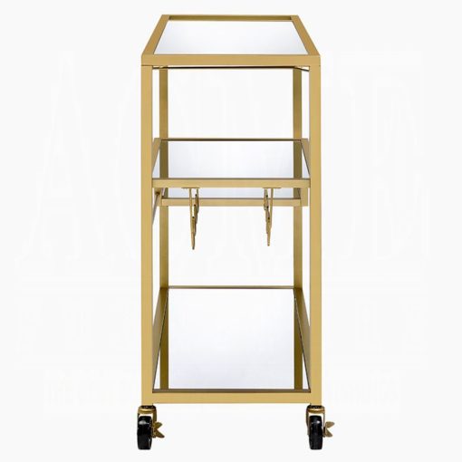 Acme Adamsen Mirrored & Champagne Serving Cart - Image 4