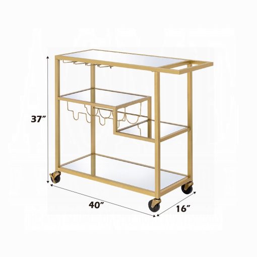 Acme Adamsen Mirrored & Champagne Serving Cart - Image 6