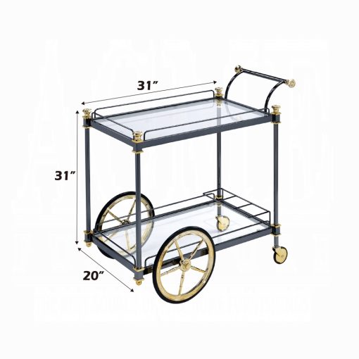 Acme Cyrus Clear Glass & Black/Gold Serving Cart - Image 4