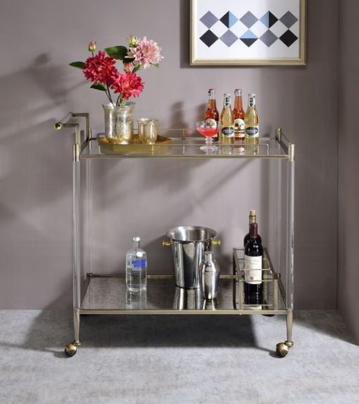 Acme Cirro Antique Mirror & Wire Brass Serving Cart