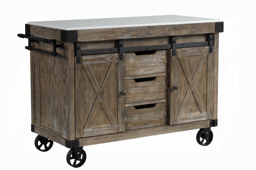 Acme Alforvott Marble Top & Weathered Gray Kitchen Island - Image 2