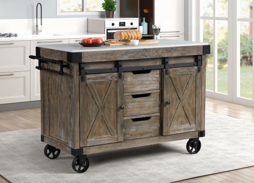 Acme Alforvott Marble Top & Weathered Gray Kitchen Island