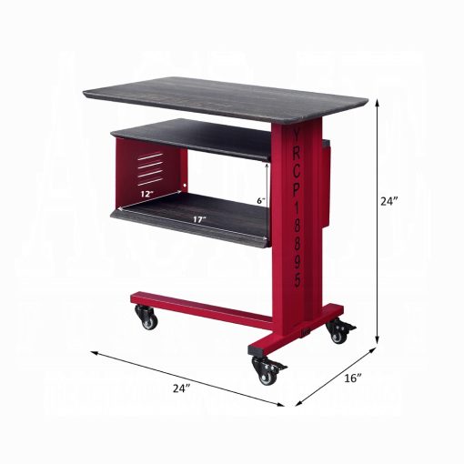 Acme Cargo Red Accent Table with Wall Shelf - Image 4