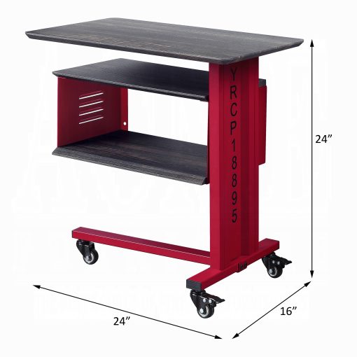 Acme Cargo Red Accent Table with Wall Shelf - Image 3