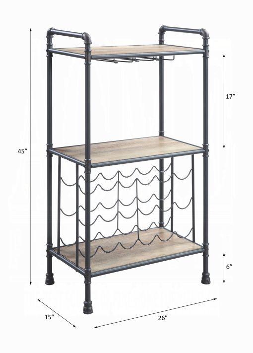 Acme Brantley Antique Oak & Sandy Gray Wine Rack - Image 4