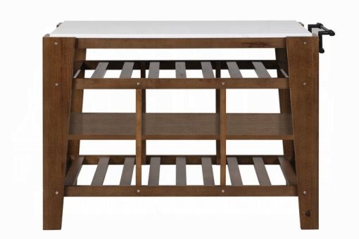 Acme Alaroa Marble Top & Rustic Brown Kitchen Island - Image 3