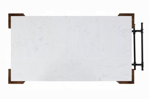 Acme Alaroa Marble Top & Rustic Brown Kitchen Island - Image 4