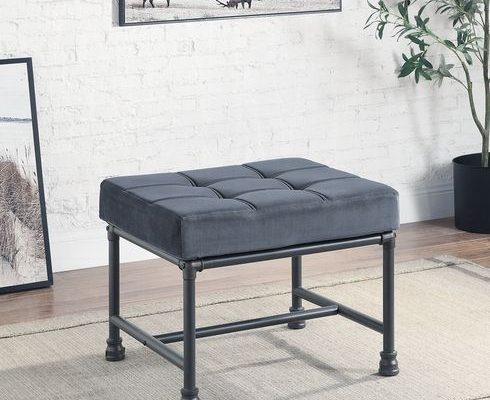 Acme Brantley Gray Velvet & Sandy Gray Ottoman