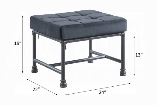 Acme Brantley Gray Velvet & Sandy Gray Ottoman - Image 3