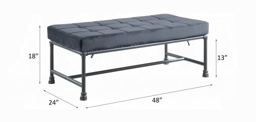 Acme Brantley Gray Velvet & Sandy Gray Bench - Image 3