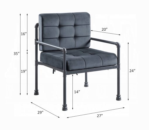 Acme Brantley Gray Velvet & Sandy Gray Accent Chair - Image 4