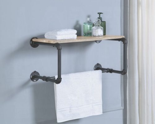 Acme Brantley Oak & Sandy Gray Wall Rack