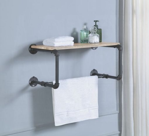 Acme Brantley Oak & Sandy Gray Wall Rack