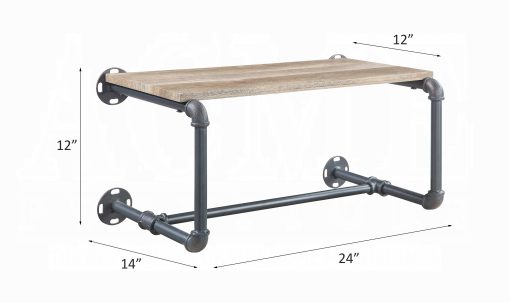 Acme Brantley Oak & Sandy Gray Wall Rack - Image 2