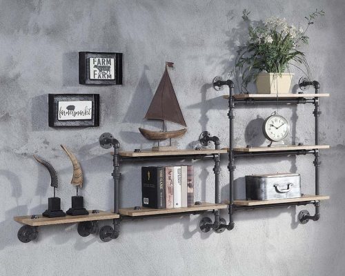 Acme Brantley Oak & Sandy Black Wall Rack