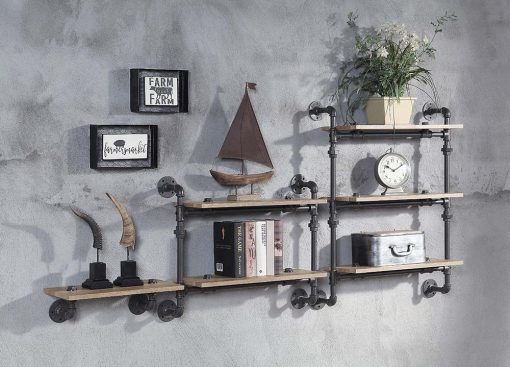 Acme Brantley Oak & Sandy Black Wall Rack