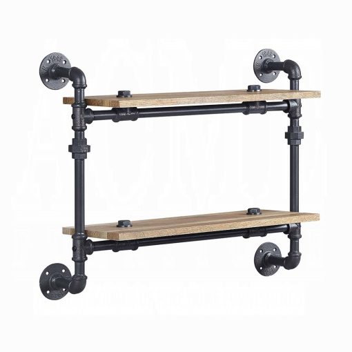 Acme Brantley Oak & Sandy Black Wall Rack with 2 Shelves - Image 2