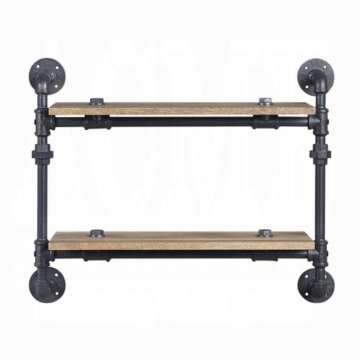 Acme Brantley Oak & Sandy Black Wall Rack with 2 Shelves - Image 3