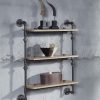 Acme Brantley Oak & Sandy Black Wall Rack with 3 Shelves